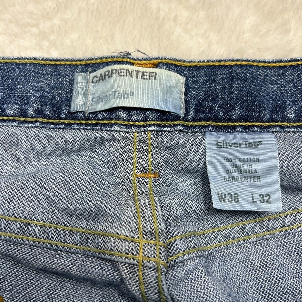 Vintage Levi's SilverTab Carpenter Jeans Mens 38x32 Blue Denim Workwear Pockets - Picture 9 of 16
